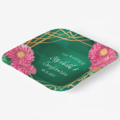 ピンク色の菊と金ゴールド幾何結婚の ペーパープレート (傾斜あり)