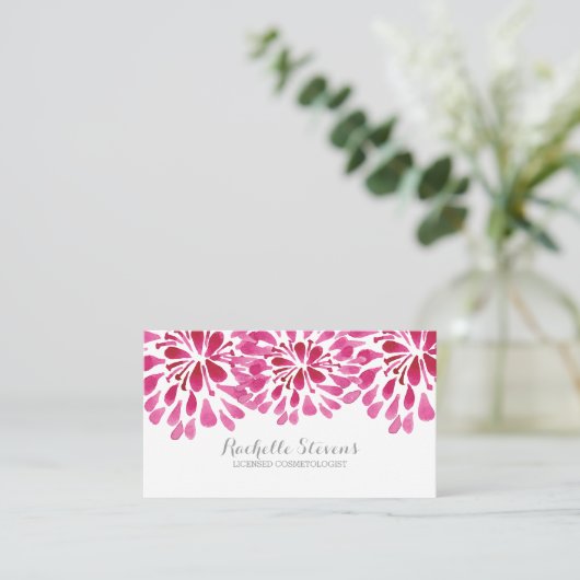 ピンク色の菊 名刺 (スタンド正面)