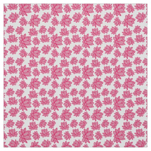 ピンク色の蓮の花模様 ファブリック (見本)