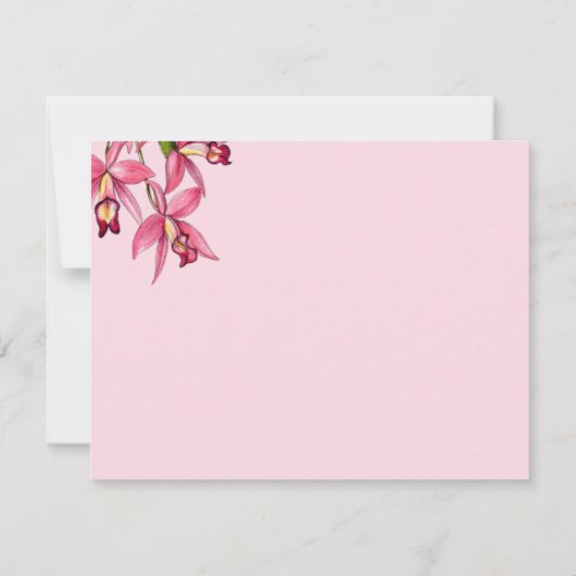 ピンク色の蘭の文房具パーソナライズされた具 ノートカード (裏面)