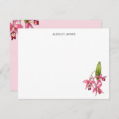 ピンク色の蘭の文房具パーソナライズされた具 ノートカード (正面/裏面)