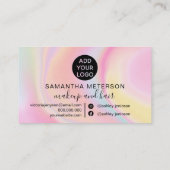 ピンク色の虹のユニコーン大理石のシックなハートメイクアップ ロイヤリティカード (裏面)