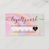 ピンク色の虹のユニコーン大理石のシックなハートメイクアップ ロイヤリティカード (正面)