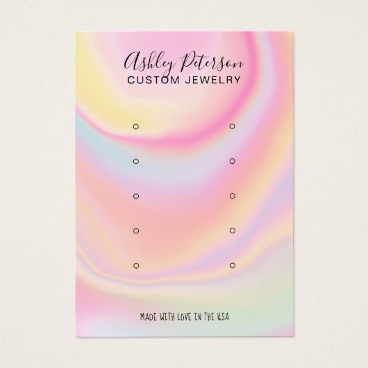 ピンク色の虹のユニコーン数々のスタッドイヤリング表示 (正面)