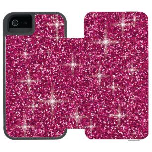 ピンク色の虹彩グリッター iPhone SE/5/5sウォレットケース