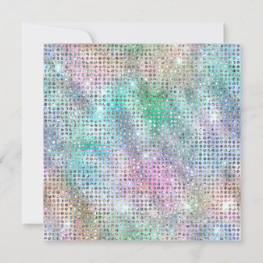 ピンク色の虹色のダイヤモンドスタッズフォイル40th誕生日 招待状 (裏面)