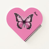 ピンク色の蝶と花 ノートブック (裏面)