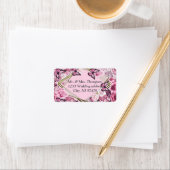 ピンク色の蝶と花 ラベル (インサイチュ)