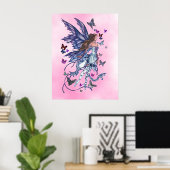 ピンク色の蝶の妖精 ポスター (ホームオフィス)