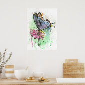 ピンク色の蝶の花のデイジーポスター ポスター (キッチン)