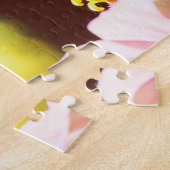 ピンク色の蝶の花の上に《植物》百日草 ジグソーパズル (側面)