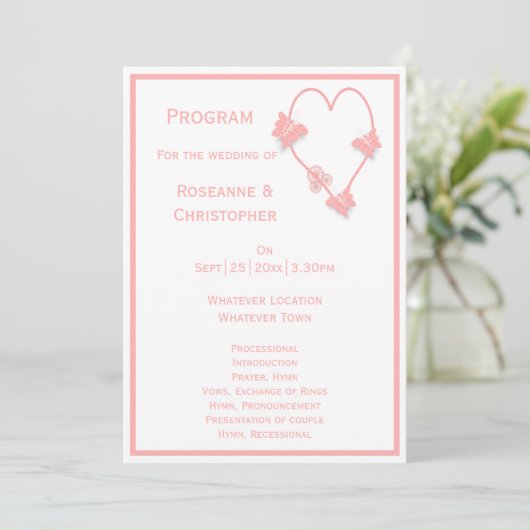 ピンク色の蝶ハート結婚デザイン プログラム (スタンド正面)