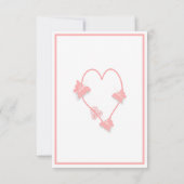 ピンク色の蝶ハート結婚デザイン 出欠カード (裏面)