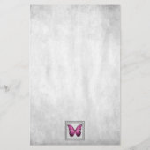 ピンク色の蝶パーソナライズされた文具 便箋 (裏面)