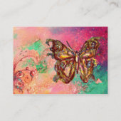 ピンク色の蝶明るい赤紫色金ゴールド 名刺 (裏面)