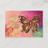 ピンク色の蝶明るい赤紫色金ゴールド 名刺 (裏面)