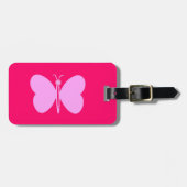 ピンク色の蝶 ラゲッジタグ (正面横)