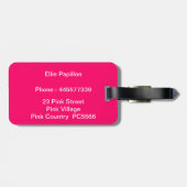 ピンク色の蝶 ラゲッジタグ (裏面横)