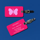 ピンク色の蝶 ラゲッジタグ