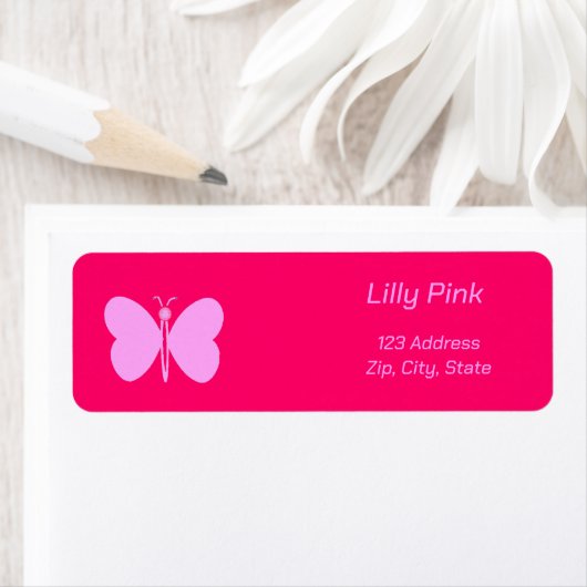 ピンク色の蝶 ラベル (インサイチュ)
