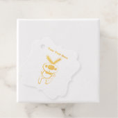 ピンク色の親指で縁取られた白い可愛いバニー金ゴールド フェイバータグ (箱)