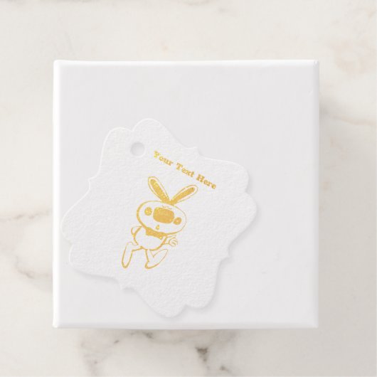 ピンク色の親指で縁取られた白い可愛いバニー金ゴールド フェイバータグ (箱)