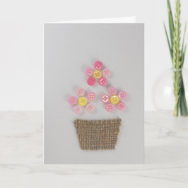 ピンク色の誕生日の花のボタンをパーソナライズ カード