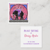 ピンク色の象パレード スクエア名刺 (正面/裏面)