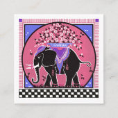 ピンク色の象パレード スクエア名刺 (正面)