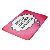 ピンク色の豪華なパーソナライズされたおもしろい バスマット (アングル)