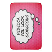 ピンク色の豪華なパーソナライズされたおもしろい バスマット (正面縦)