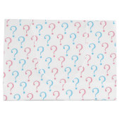 ピンク色の質問マーク性別リビールパーティーバッグ ラージペーパーバッグ (裏面)