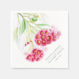 ピンク色の赤いグミのユーカリ結婚スの水色 スタンダードカクテルナプキン