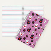 ピンク色の赤いハートを付けたポープリント ノートブック (内側)