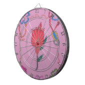 ピンク色の赤いバラ:フローラア縁どートプリント/グラフィック ダーツボード (正面右)