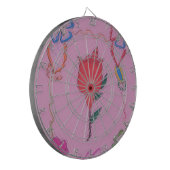 ピンク色の赤いバラ:フローラア縁どートプリント/グラフィック ダーツボード (正面左)