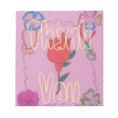 ピンク色の赤いバラ:フローラア縁どートプリント/グラフィック ノートパッド (正面)