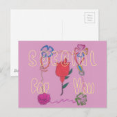 ピンク色の赤いバラ：フローラア縁どートプリント/グラフィック ポストカード (正面/裏面)