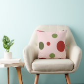 ピンク色の赤い緑のドット クッション (椅子)