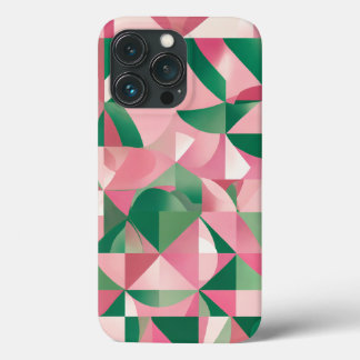 ピンク色の赤い緑の四角 iPhone 13 PROケース