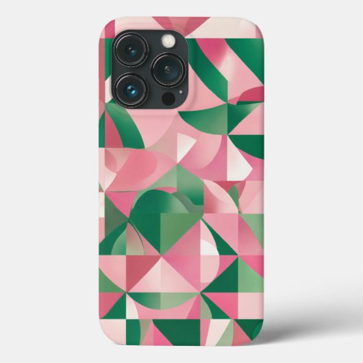 ピンク色の赤い緑の四角 Case-Mate iPhoneケース (裏面)