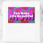 ピンク色の赤い花 | 幸エレガントせなママへのステッカー 長方形シール (バッグ)