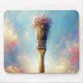 ピンク色の赤ちゃんの息のペイントブラシ マウスパッド (正面)