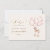 ピンク色の赤ちゃんシャワーを心待ち感謝していできる サンキューカード (正面)