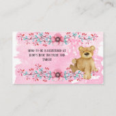 ピンク色の赤ちゃんシャワー絵を描のかわいいテディベア 名刺 (裏面)