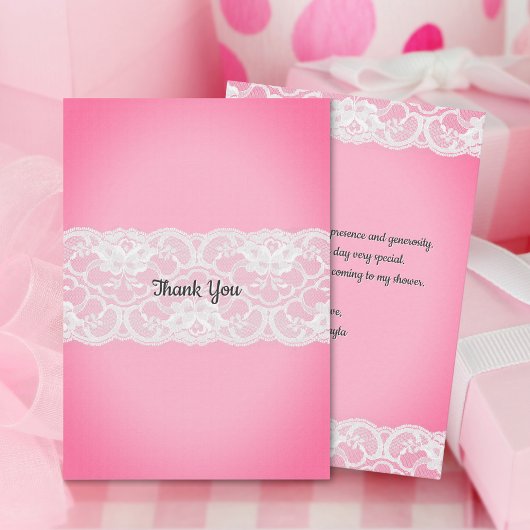 ピンク色の赤ちゃんシャワー サンキューカード