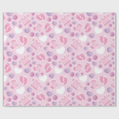 ピンク色の赤ちゃんシャワー ラッピングペーパー (フラット)