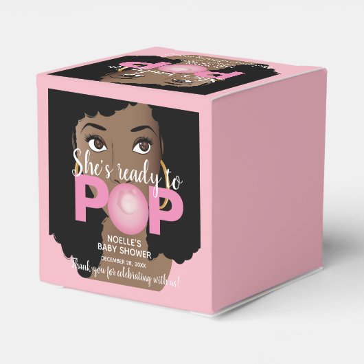 ピンク色の赤ちゃんポップ・アートののシャワー自然の髪の準備ができている フェイバーボックス (裏面サイド)
