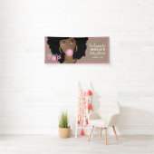 ピンク色の赤ちゃんポップ・アートののシャワー自然の髪の準備ができている 横断幕 (インサイチュ)