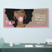 ピンク色の赤ちゃんポップ・アートののシャワー自然の髪の準備ができている 横断幕 (トレードショー)
